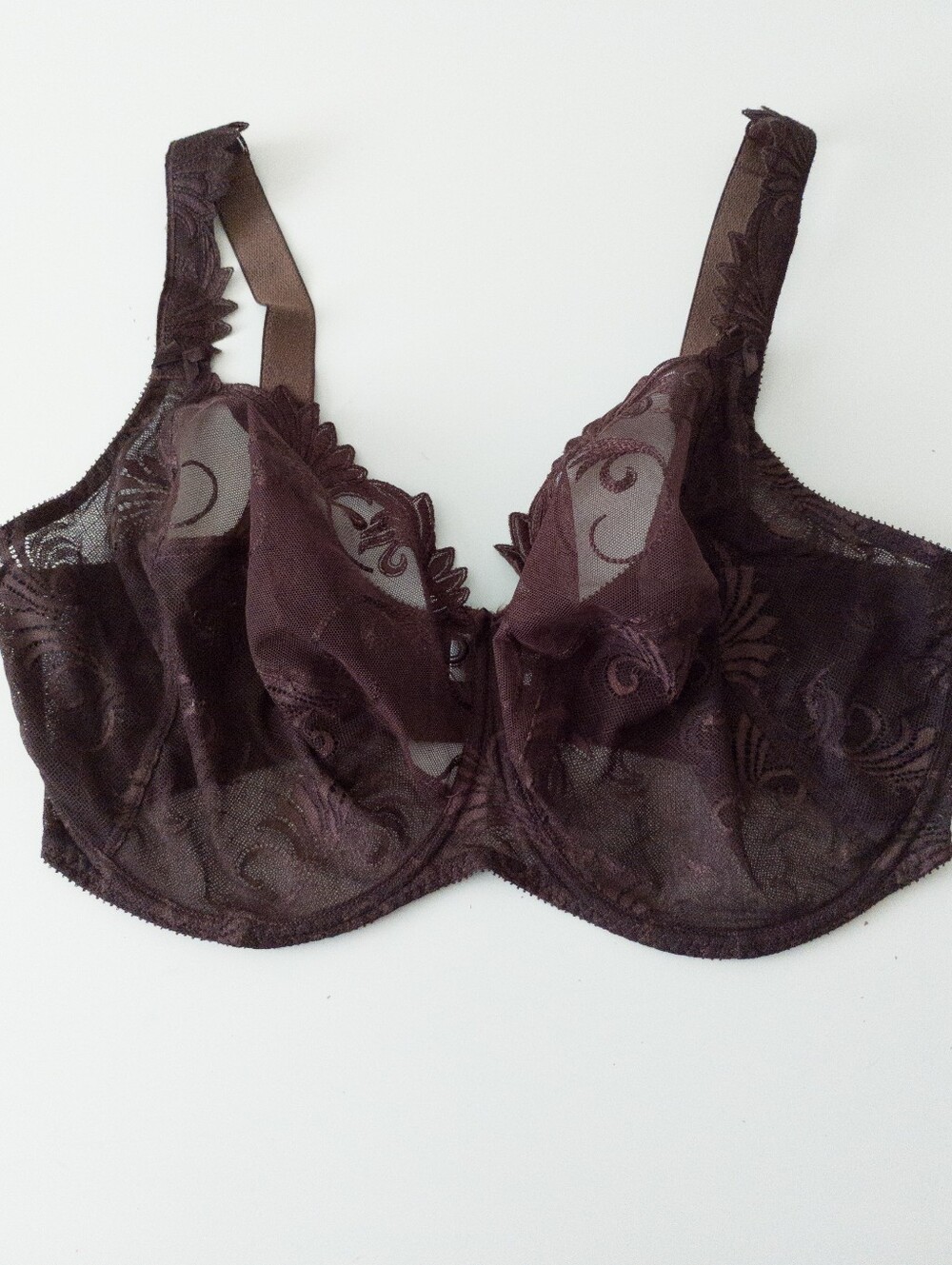 Empreinte Thalia Full Cup Underwire Bra Lace Embroidery Brown 38H Luxe French